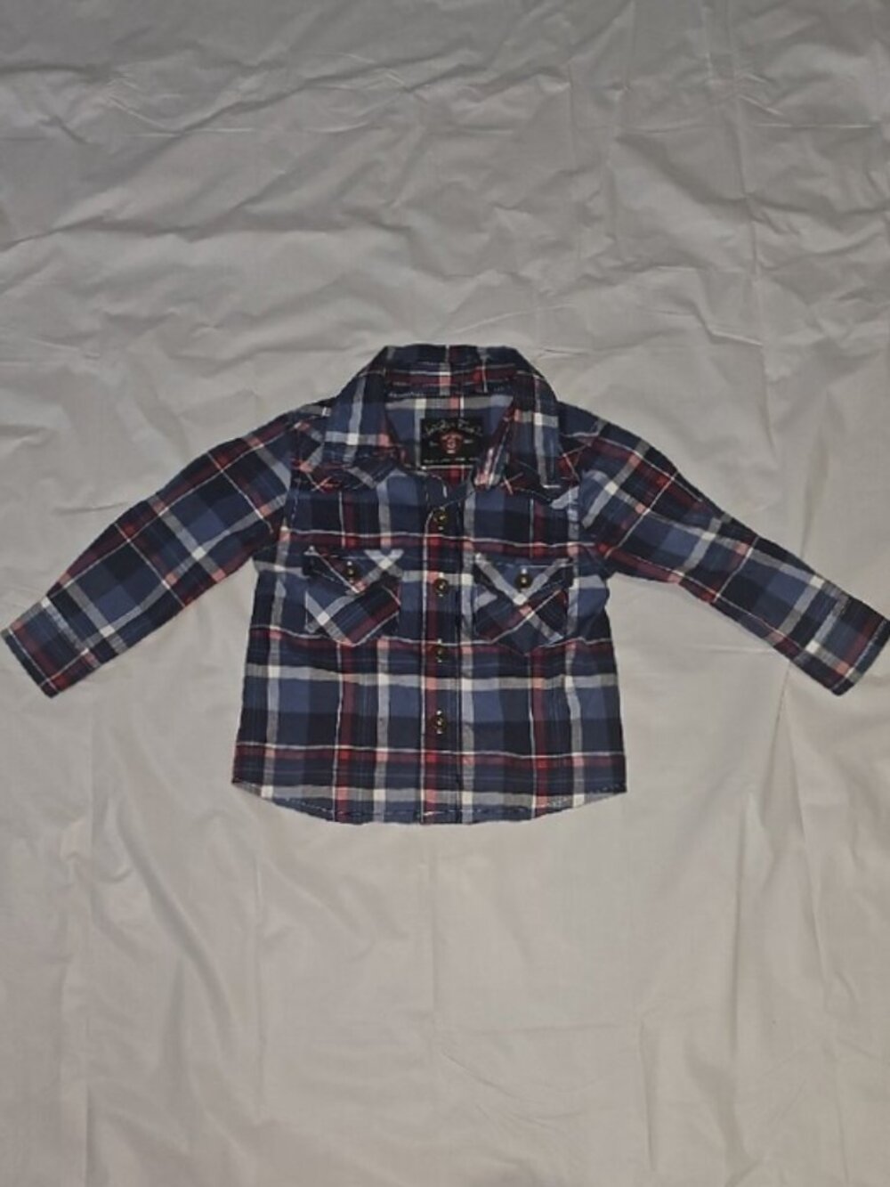 Sovereign Code Baby Boys Infants 3 Months Plaid Button Down Shirt w/Pockets Used